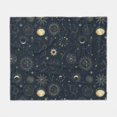 Couverture Polaire Motif de constellation d'étoile d'or bleu minuit (Devant (Horizontal))