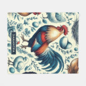 Couverture Polaire Motif de coq de ferme Retro (Devant (Horizontal))