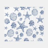 Couverture Polaire Motif de coquillage bleu de la Marine (Devant (Horizontal))