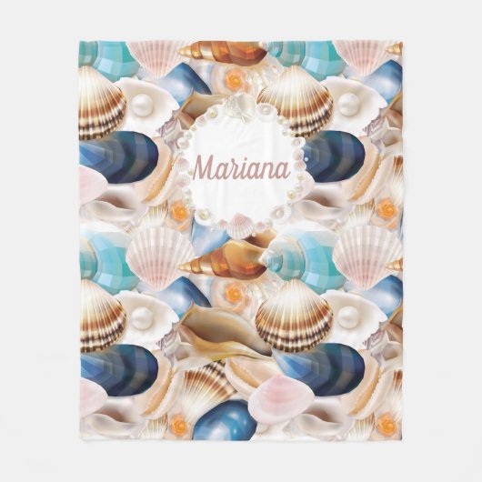 Couverture Polaire Motif de coquillages personnalisés (Devant)