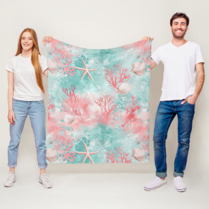 Couverture Polaire Motif de corail de la vie marine