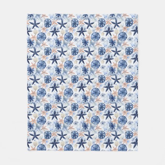 Couverture Polaire Motif de couleur bleu marine tropicale (Devant)