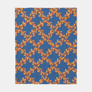 Couverture Polaire Motif de couronnes d'automne de la récolte Blanche
