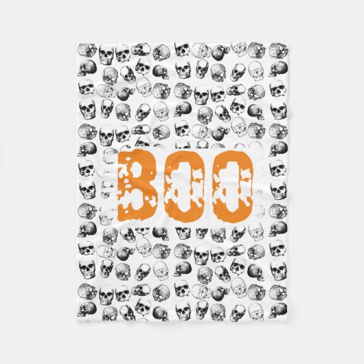 Couverture Polaire Motif de crâne Éffrayant Orange Boo Halloween (Devant)