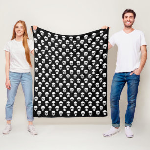 Couverture Polaire Motif de crânes effrayants noir et blanc pour Hall