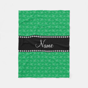 Couverture Polaire Motif de crânes verts de nom personnalisé