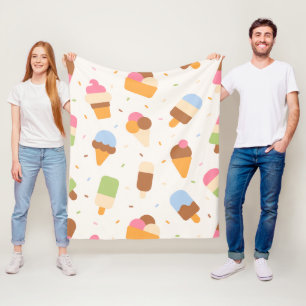 Couverture Polaire Motif de crème glacée, cône de crème glacée, Popsi