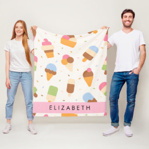 Couverture Polaire Motif de crème glacée, cône de crème glacée, Votre