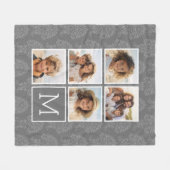 Couverture Polaire Motif de Damas gris 5 Photo Collage Monogramme (Devant (Horizontal))