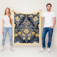 Motif de dentelle florale jaune bleu vintage éléga
