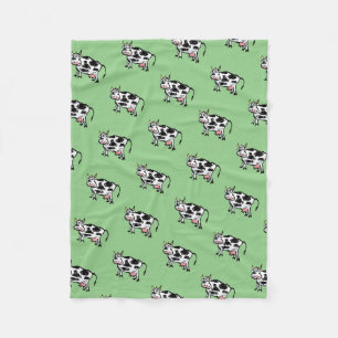 Couverture Polaire Motif de dessin de vache noir et blanc