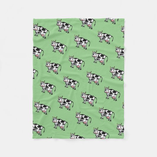 Couverture Polaire Motif de dessin de vache noir et blanc (Devant)