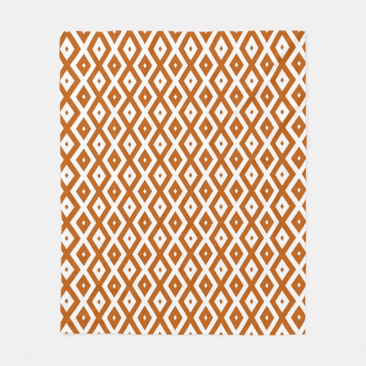 Couverture Polaire Motif de diamant orange et blanc brûlé (Devant)