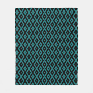 Couverture Polaire motif de diamants turquoise et noir