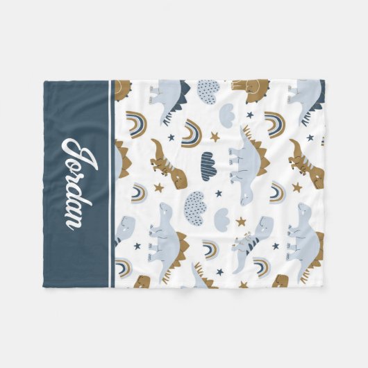 Couverture Polaire Motif de dinosaure arc-en-ciel mignon (Devant (Horizontal))