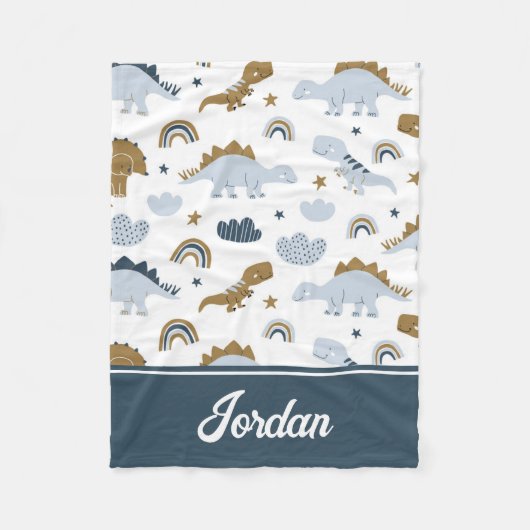 Couverture Polaire Motif de dinosaure arc-en-ciel mignon (Devant)