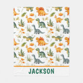 Couverture Polaire Motif de dinosaure personnalisé pour enfants (Devant)