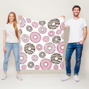 Couverture Polaire Motif De Donuts, Donuts Roses, Donuts Blancs