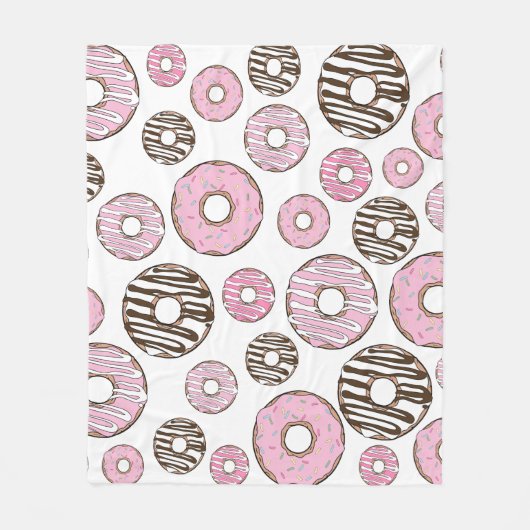Couverture Polaire Motif De Donuts, Donuts Roses, Donuts Blancs (Devant)