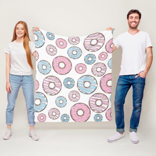 Couverture Polaire Motif De Donuts, Donuts Roses, Donuts Bleus (En situation)
