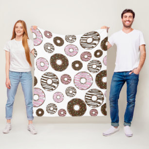 Couverture Polaire Motif De Donuts, Donuts Roses, Donuts Brown