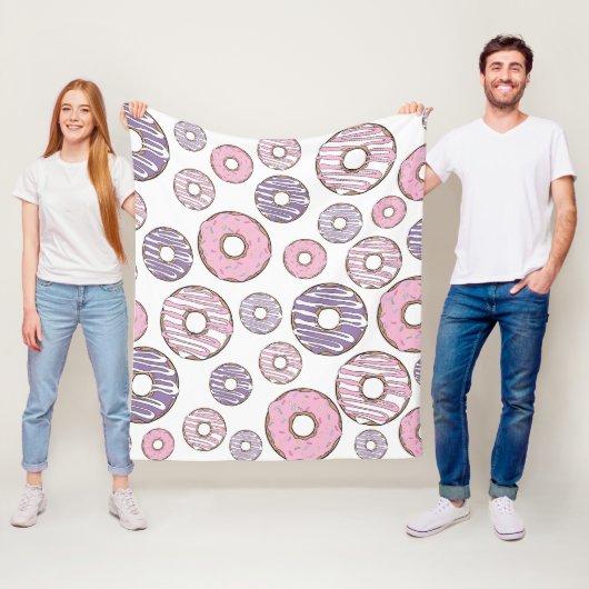 Couverture Polaire Motif De Donuts, Donuts Roses, Donuts Violets (En situation)