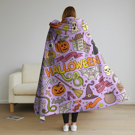 Couverture Polaire Motif de doodle Halloween mignon