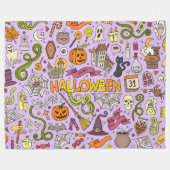 Couverture Polaire Motif de doodle Halloween mignon (Devant (Horizontal))