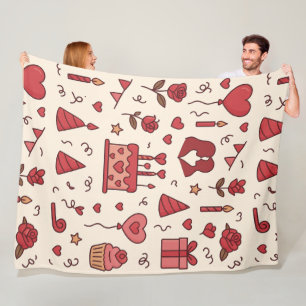 Couverture Polaire Motif de doodle pour célébration romantique