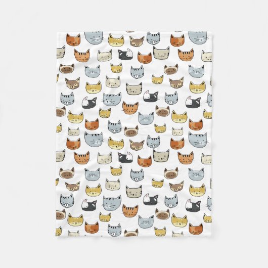 Couverture Polaire Motif de Doodle visage de chat (Devant)