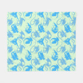 Couverture Polaire Motif de dragons d'incendie LBlue L Green BG (Devant (Horizontal))