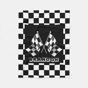 Couverture Polaire Motif de drapeau à carreaux noir et blanc personna