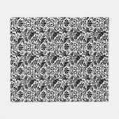 Couverture Polaire Motif de faisan et lièvre, blanc et noir (Devant (Horizontal))