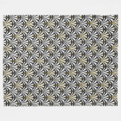 Couverture Polaire Motif de fan d'art déco - blanc et noir (Devant (Horizontal))