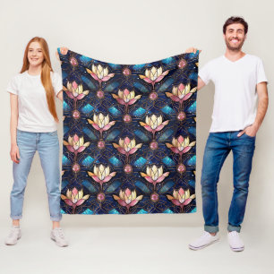 Couverture Polaire Motif de faux vitrail élégant de lotus rose