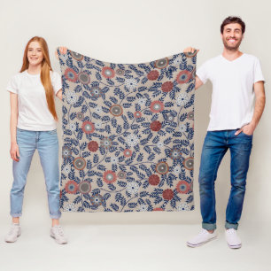 Couverture Polaire Motif de feuillage de sarcelle et de magenta épous