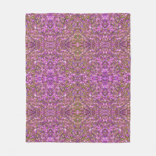 Couverture Polaire Motif de feuillage rose violet et vert (Devant)