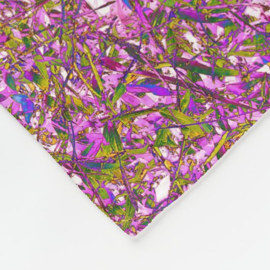 Couverture Polaire Motif de feuillage rose violet et vert (Coin)
