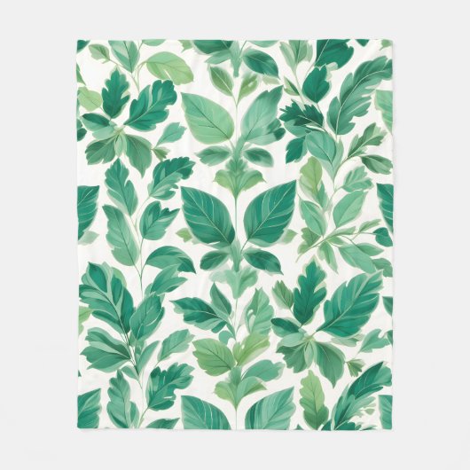 Couverture Polaire Motif de feuillage vert luxuriant (Devant)