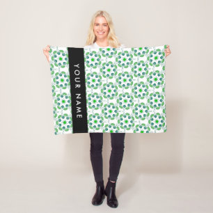 Couverture Polaire Motif de feuille, feuilles vertes, votre nom