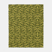 Couverture Polaire Motif de feuille jaune sur fond vert foncé (Devant)