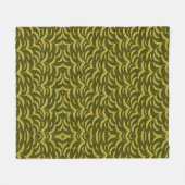 Couverture Polaire Motif de feuille jaune sur fond vert foncé (Devant (Horizontal))