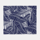 Couverture Polaire motif de feuille tropicale sur l'arrière - plan bl (Devant (Horizontal))