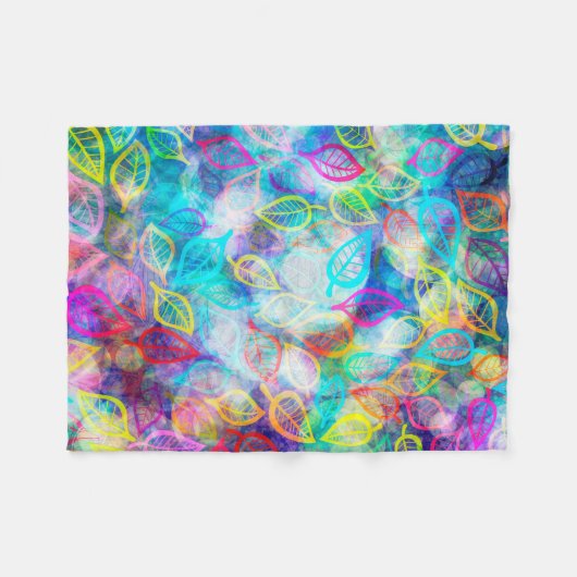 Couverture Polaire Motif de feuilles de couleur vive (Devant (Horizontal))