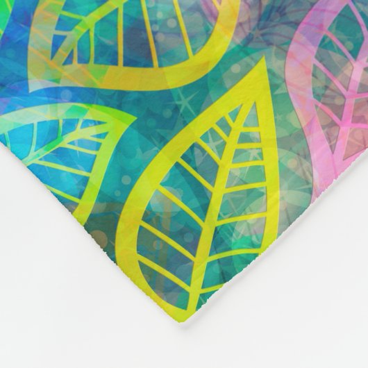 Couverture Polaire Motif de feuilles de couleur vive (Coin)