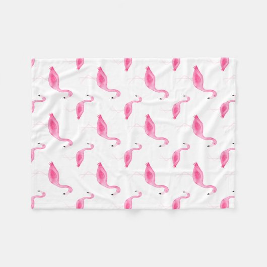 Couverture Polaire Motif de Flamant rose d'aquarelle (Devant (Horizontal))