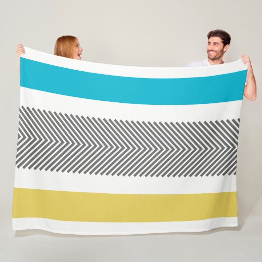 Couverture Polaire Motif de flèche Abstrait bleu géométrique Aztec (En situation)