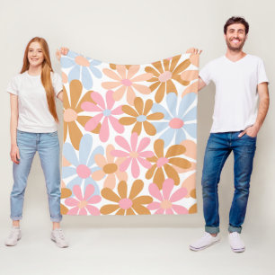 Couverture Polaire Motif de fleur de marguerite pastel rétro