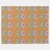 Couverture Polaire Motif de fleur rose arrière - plan orange (Devant (Horizontal))