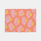 Couverture Polaire Motif de fleur rose et orange (Devant (Horizontal))
